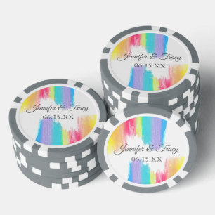 Lot De Jeton De Poker Mariage Arc-en-Ciel Élégant Personnalisé