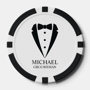 Lot De Jeton De Poker Mariage noir Tuxedo Suit Groomsmen personnalisé