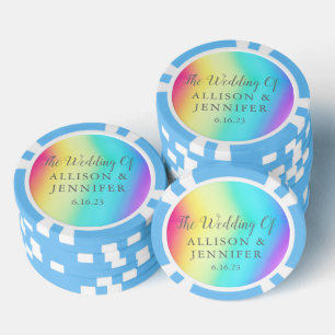 Lot De Jeton De Poker Mariage personnalisé arc-en-ciel joli