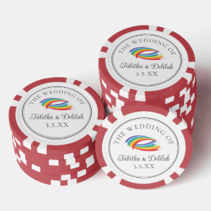 Lot De Jeton De Poker Mariage personnalisé arc-en-ciel magnifique