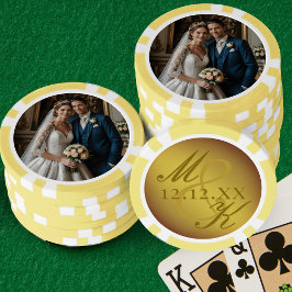 Lot De Jeton De Poker Mariage Photo Gold Rococo Monogram Chips de poker