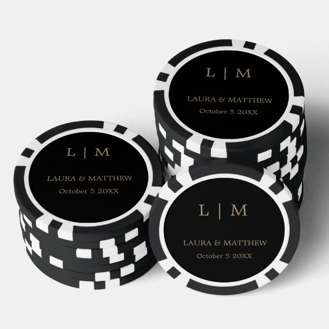 Lot De Jeton De Poker Mariage simple Elegant Black Gold (Empiler)
