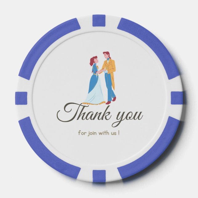 Lot De Jeton De Poker mariage voeu bleu jeu couple Cendrillon (Recto)