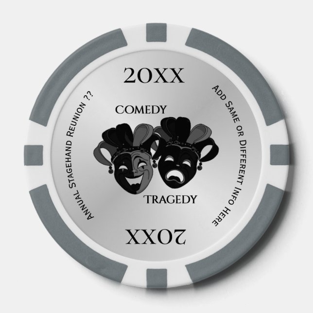 Lot De Jeton De Poker Masques de théâtre comique et de tragédie (Recto)