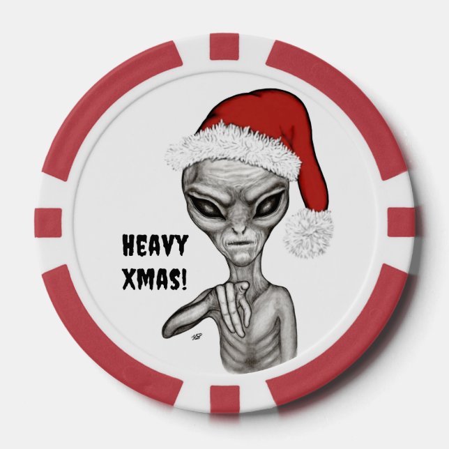 Lot De Jeton De Poker Mauvais Alien, Lourds Noël ! (Recto)