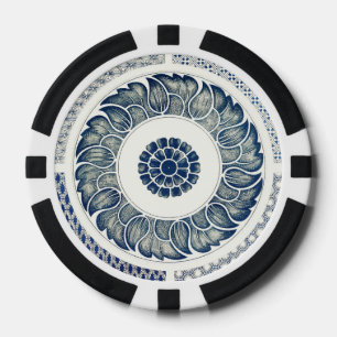 Lot De Jeton De Poker Médaillon Chinois : Chinoiserie Bleu Indigo