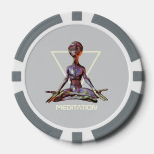 Lot De Jeton De Poker Méditation. Alien en pose tranquille