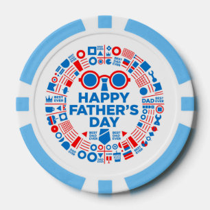 Lot De Jeton De Poker Meilleur Papa Ever Graphique Bleu Rouge Cadeau pou