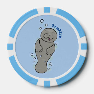 Lot De Jeton De Poker Mignonne manatée bébé avec bulles illustration