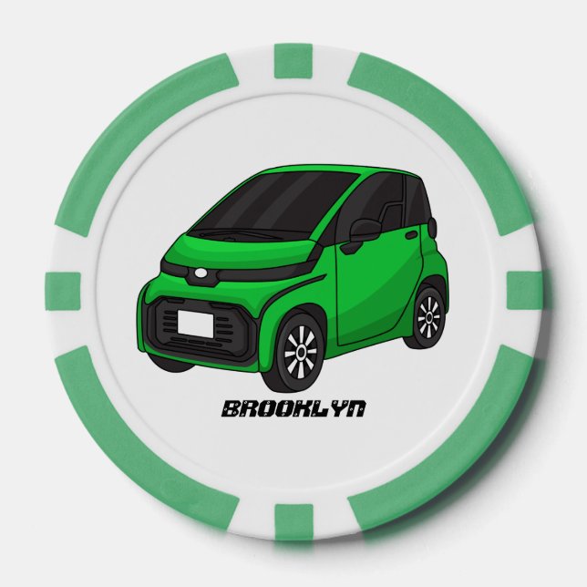 Lot De Jeton De Poker Mignonne micro-voiture verte (Recto)