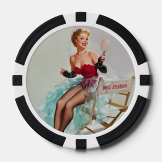 Lot De Jeton De Poker Miss Sylvania Pin-Up Girl