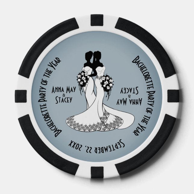 Lot De Jeton De Poker Mme & Mme Bachelorette Party (Recto)