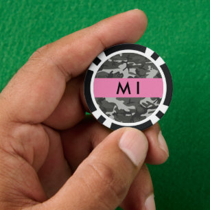 Lot De Jeton De Poker Modèle de camouflage gris, Votre nom, Personnalise