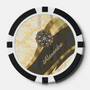 Lot De Jeton De Poker Modèle personnalisé jaune joli poutre damassé