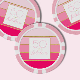 Lot De Jeton De Poker Modern Pink & Gold 50 et fabuleux anniversaire