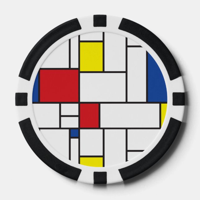 Lot De Jeton De Poker Mondrial Minimaliste Géométrique De Stijl Art Mode (Recto)