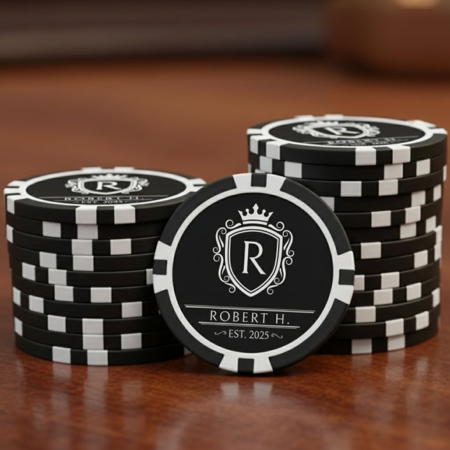 Lot De Jeton De Poker Monogram Decorative Shield Crown Black (Monogram Decorative Shield Crown Black Poker Chips
)