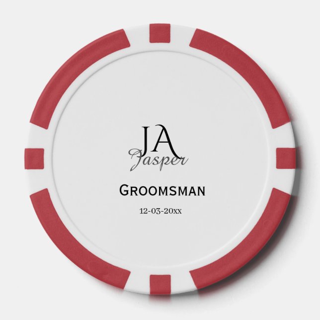 Lot De Jeton De Poker Monogram personalized groomsman best man name date (Recto)