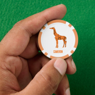 Lot De Jeton De Poker monogramme Abstrait de silhouette de girafe
