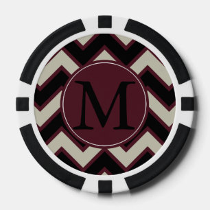 Lot De Jeton De Poker Monogramme Chevron Rouge Noir