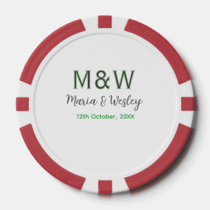 Lot De Jeton De Poker Monogramme couple gris vert moderne date romantiqu