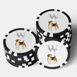 Lot De Jeton De Poker Monogramme de nom à l'aquarelle pour chien Beagle