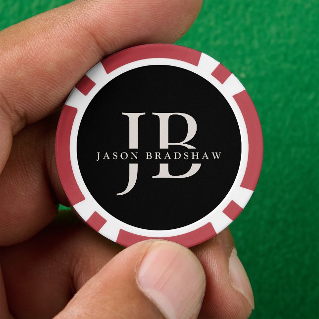 Lot De Jeton De Poker Monogramme élégant classique personnalisé Noir (Créateur téléchargé)