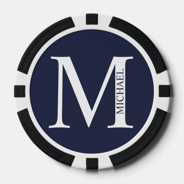 Lot De Jeton De Poker Monogramme et nom personnalisés (Recto)