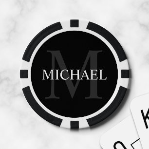 Lot De Jeton De Poker Monogramme et nom personnalisés classiques
