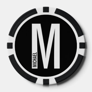 Lot De Jeton De Poker Monogramme et nom personnalisés modernes