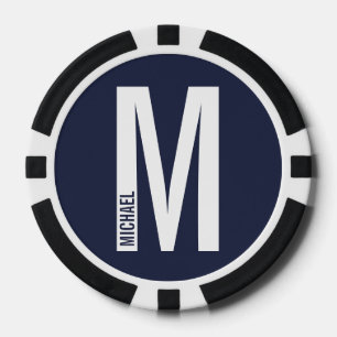 Lot De Jeton De Poker Monogramme et nom personnalisés modernes