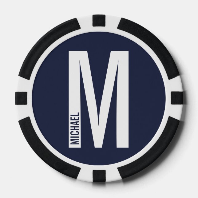 Lot De Jeton De Poker Monogramme et nom personnalisés modernes (Recto)