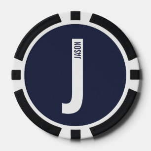 Lot De Jeton De Poker Monogramme et nom personnalisés modernes
