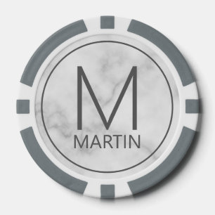 Lot De Jeton De Poker Monogramme et nom personnalisés modernes