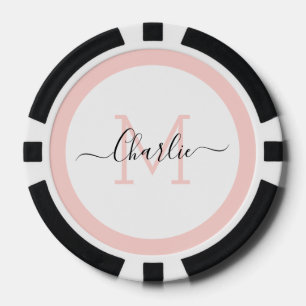 Lot De Jeton De Poker monogramme et nom personnalisés simples