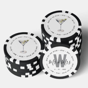 Lot De Jeton De Poker Monogramme M. Mme Martini Mariage du bon de boisso