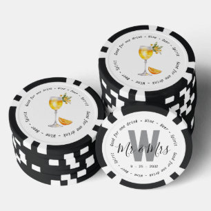 Lot De Jeton De Poker Monogramme M. Mme Mimosa Mariage du bon de boisson
