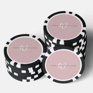 Lot De Jeton De Poker Monogramme moderne écriture blanche lilas poussiér