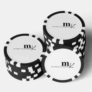 Lot De Jeton De Poker Monogramme noir minimaliste moderne