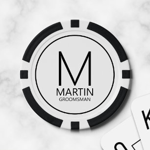 Lot De Jeton De Poker Monogramme personnalisé moderne et Groomsmen de no