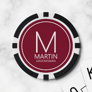 Lot De Jeton De Poker Monogramme personnalisé moderne et Groomsmen de no