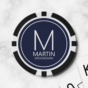 Lot De Jeton De Poker Monogramme personnalisé moderne et Groomsmen de no