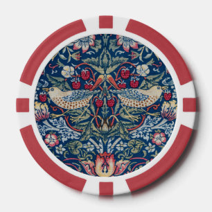 Lot De Jeton De Poker Morris Strawberry Thief Classique Bleu Indigo Fin