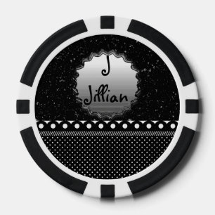 Lot De Jeton De Poker Motif à pois Blanc Noir Paix Amour Destinée
