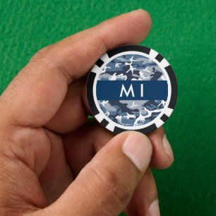 Lot De Jeton De Poker Motif camouflage neige hivernale bleue Personnalis