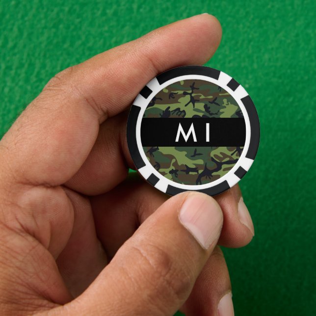 Lot De Jeton De Poker Motif Camouflage Vert, Votre nom, Personnaliser (main)