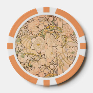 Lot De Jeton De Poker Motif classique Art nouveau de jardin de pivoines 