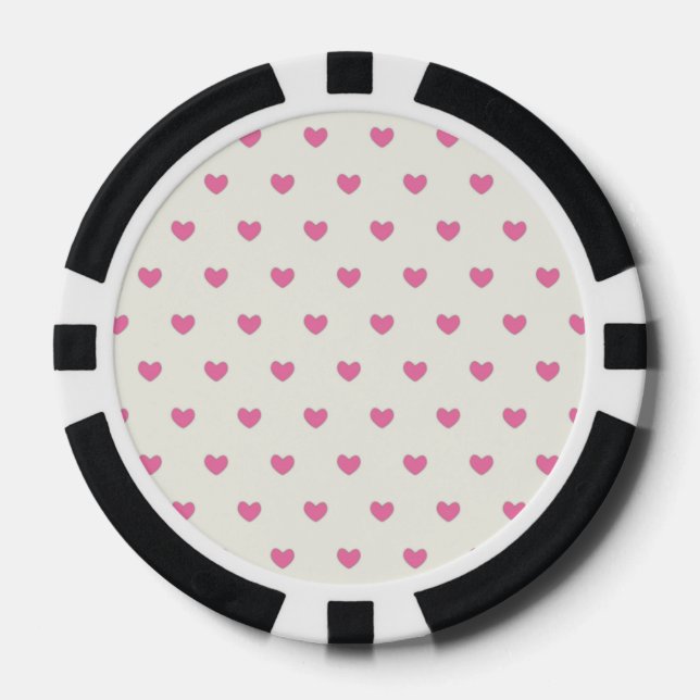 Lot De Jeton De Poker Motif Coeurs roses mignons (Recto)