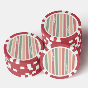 Lot De Jeton De Poker Motif de bandes rétro de nom personnalisé
