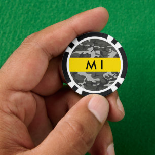 Lot De Jeton De Poker Motif de camouflage gris, Votre nom, Personnaliser